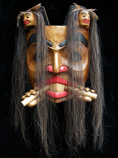 Beaver Mask with Human Spirits